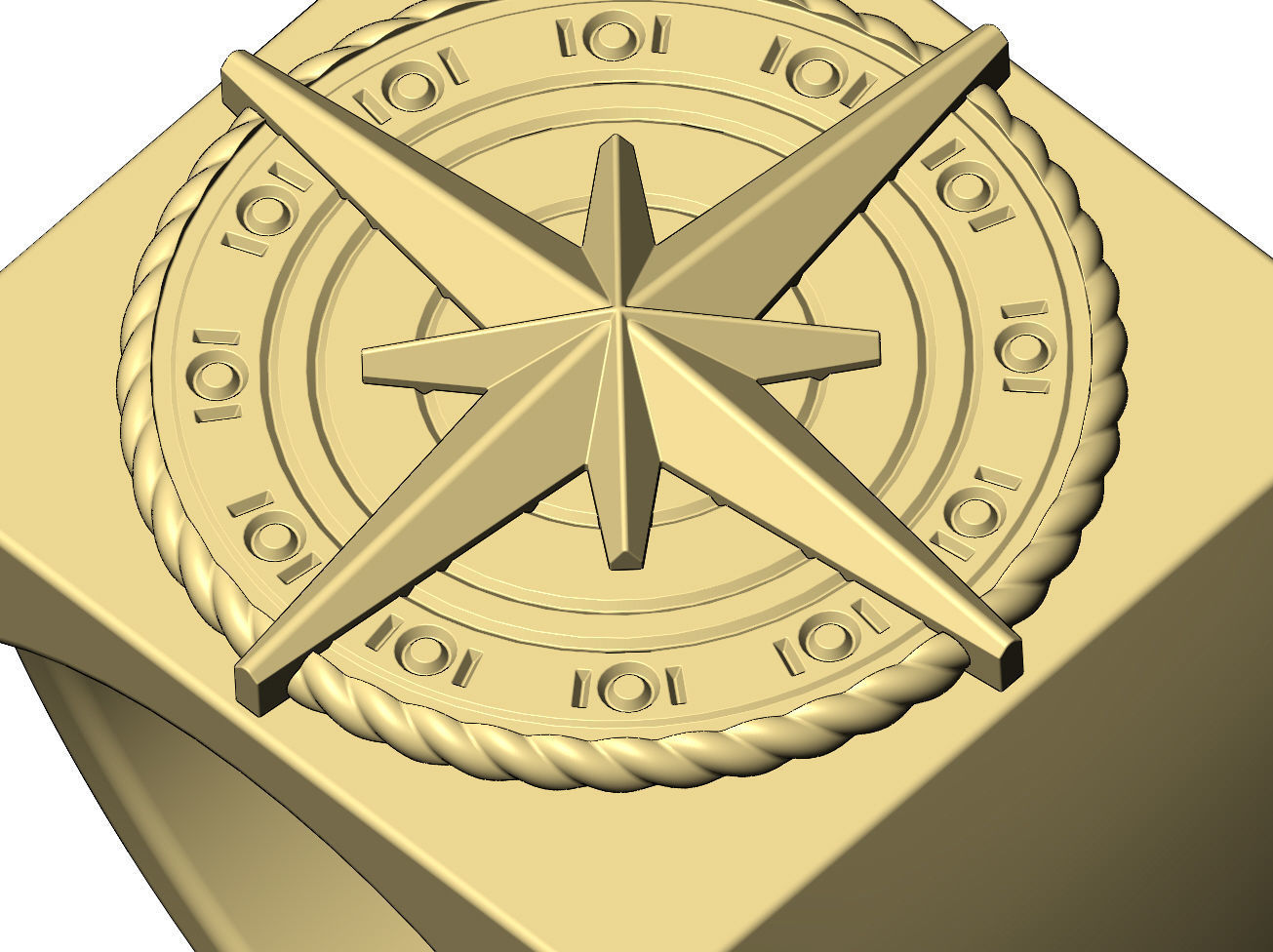 Compass ornament square ring US size 7to13 3D print model_9