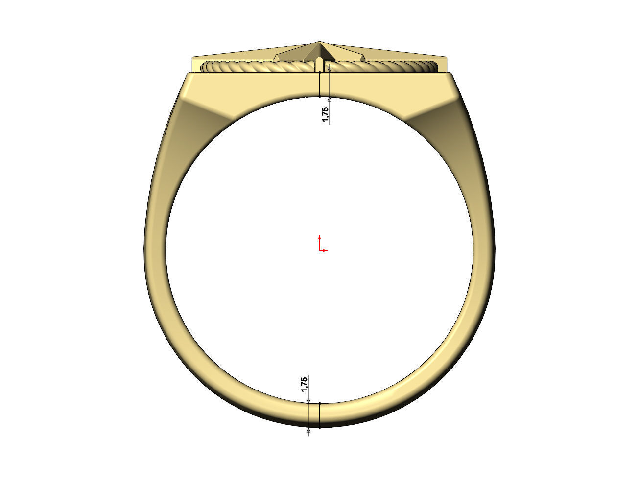 Compass ornament square ring US size 7to13 3D print model_6