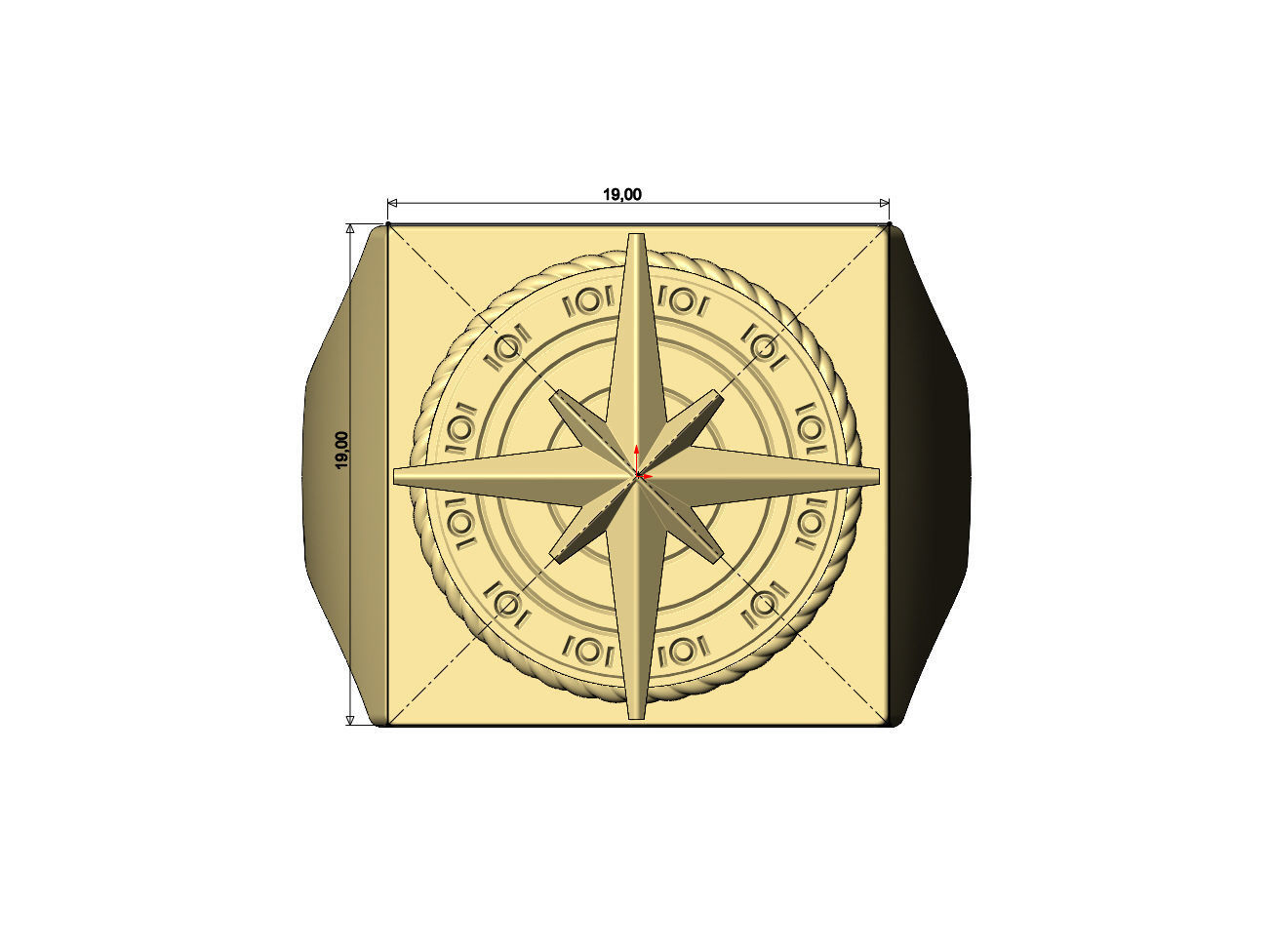 Compass ornament square ring US size 7to13 3D print model_5