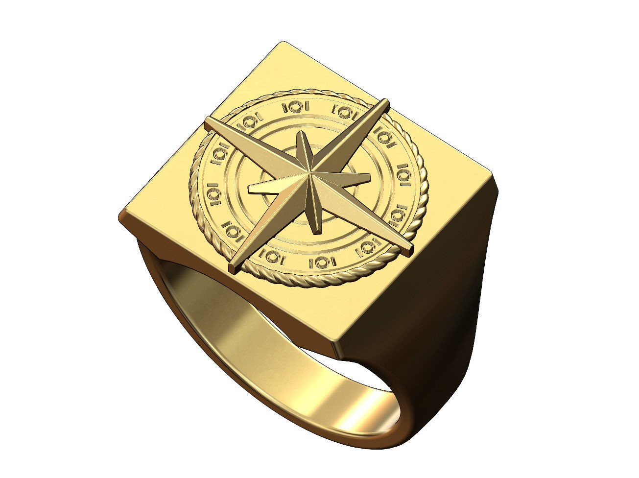 Compass ornament square ring US size 7to13 3D print model_2