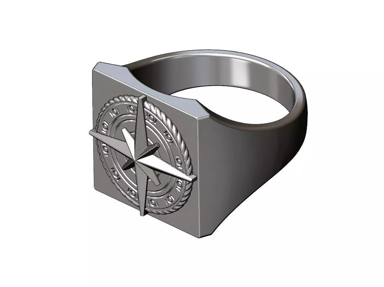 Compass ornament square ring US size 7to13 3D print model_0