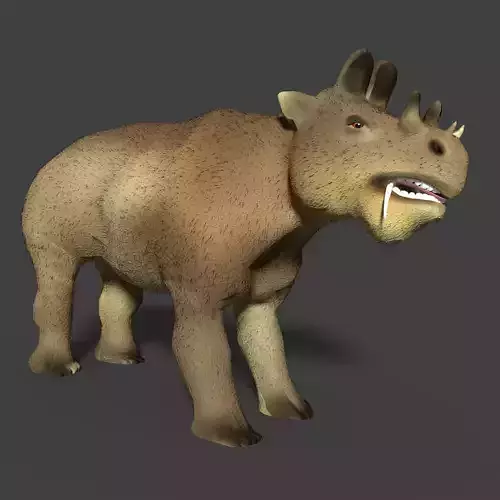 uintatherium 3d rhinoceros Low-poly 3D model