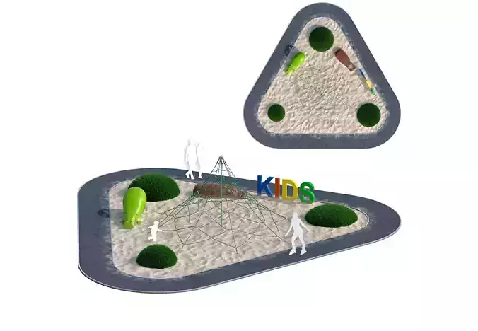 Children playground with rope web