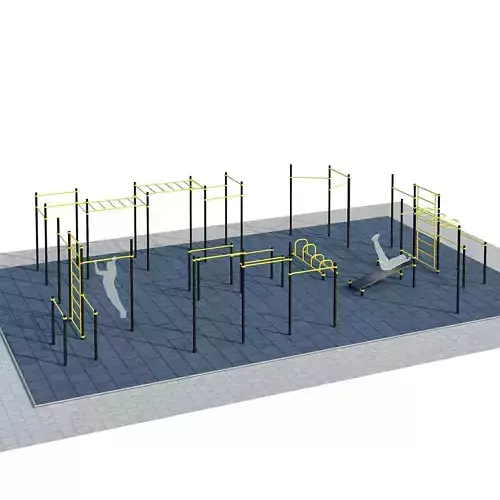 Sports ground with pull up bars 3D model