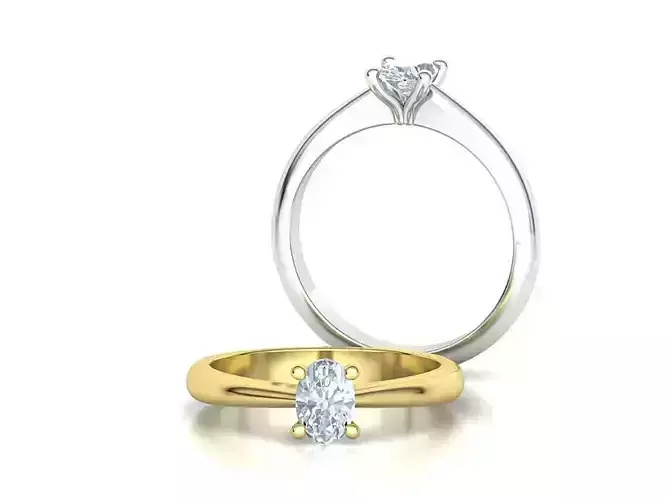 Oval Stone Half Carat Solitaire Ring  printable 3dmodel 3D print model