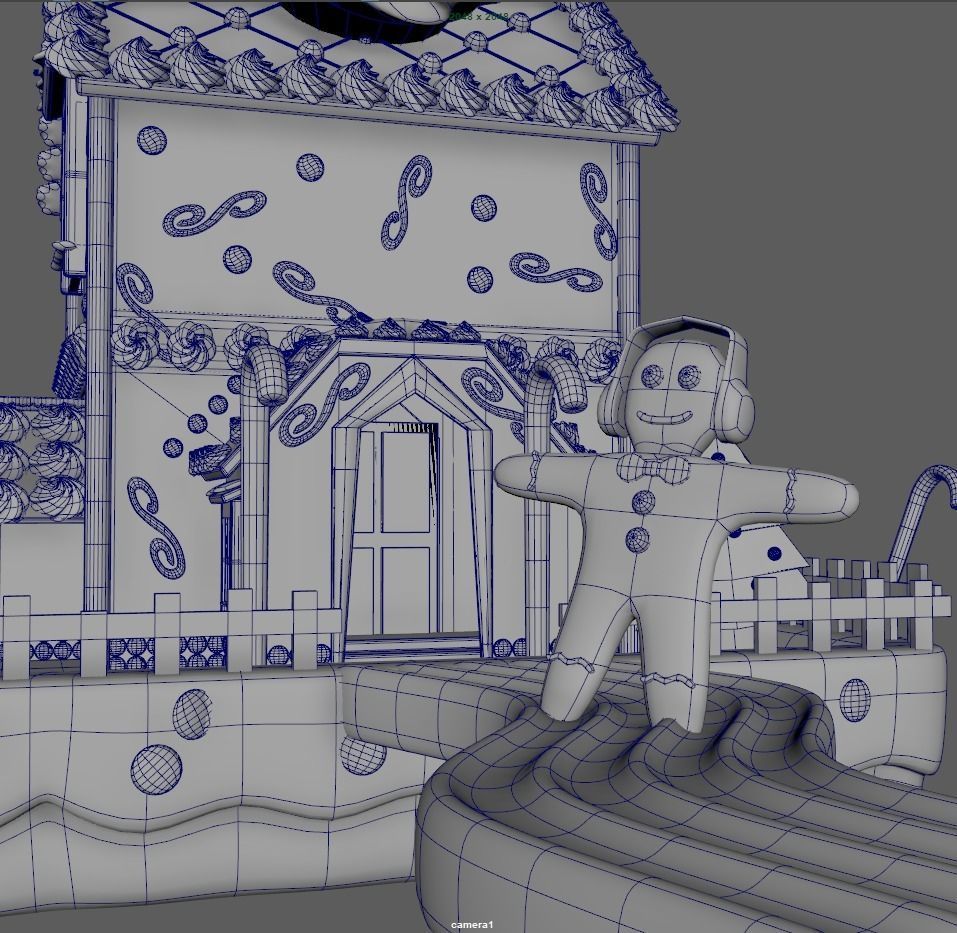 3D Christmas House made of sweet Cake 3D model_8