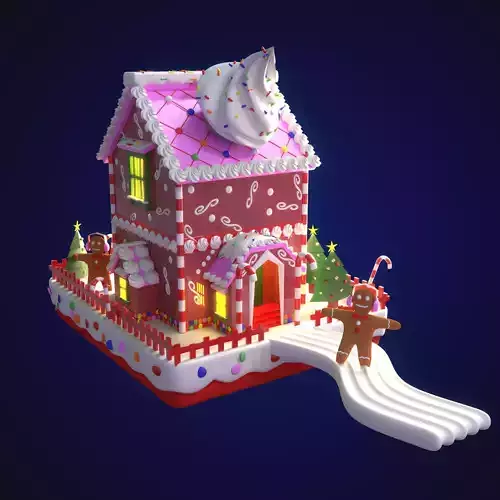 3D Christmas House made of sweet Cake 3D model
