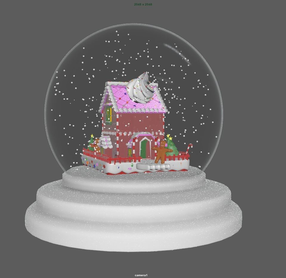 3D Christmas House made of sweet Cake 3D model_12