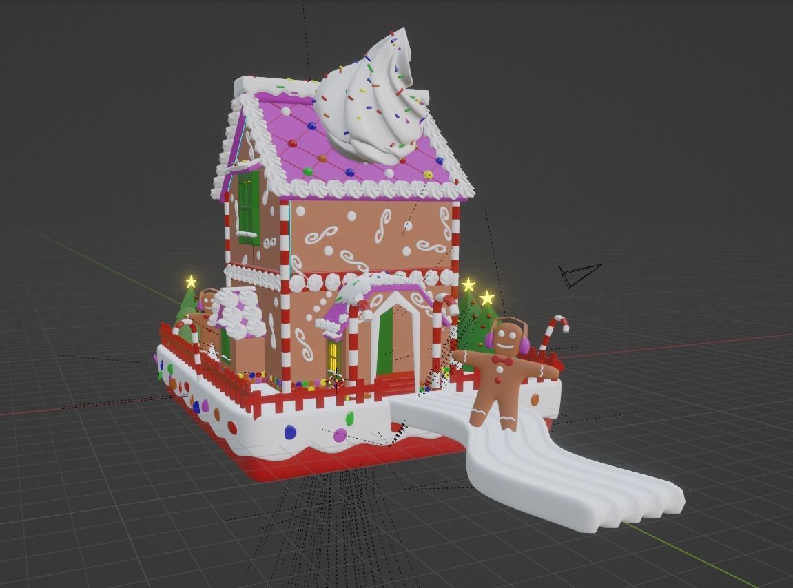 3D Christmas House made of sweet Cake 3D model_11