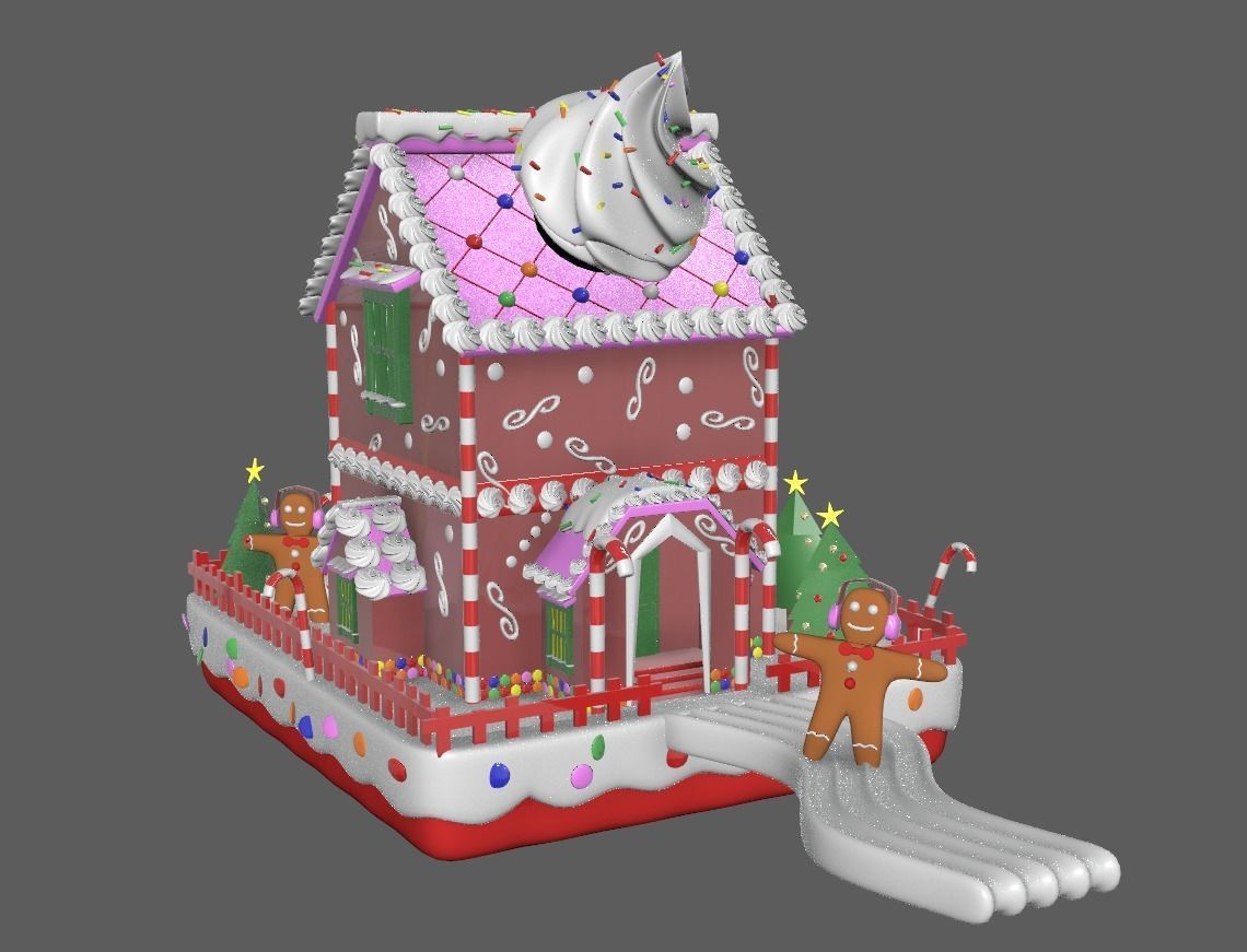 3D Christmas House made of sweet Cake 3D model_3