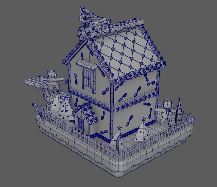 3D Christmas House made of sweet Cake 3D model_7