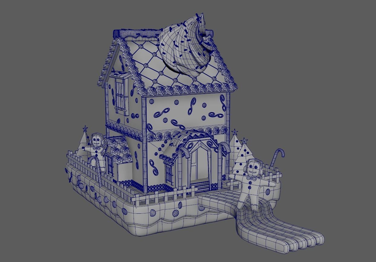 3D Christmas House made of sweet Cake 3D model_6