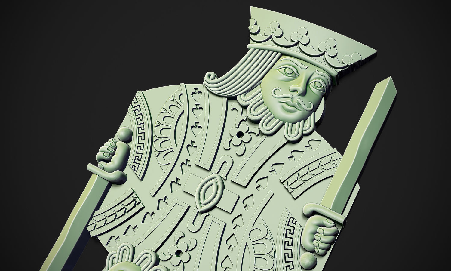 King of Spades Releif 3D print model_4
