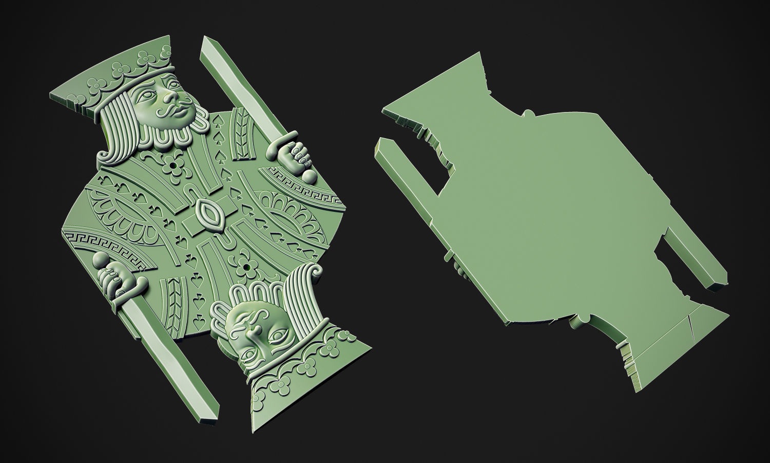 King of Spades Releif 3D print model_7