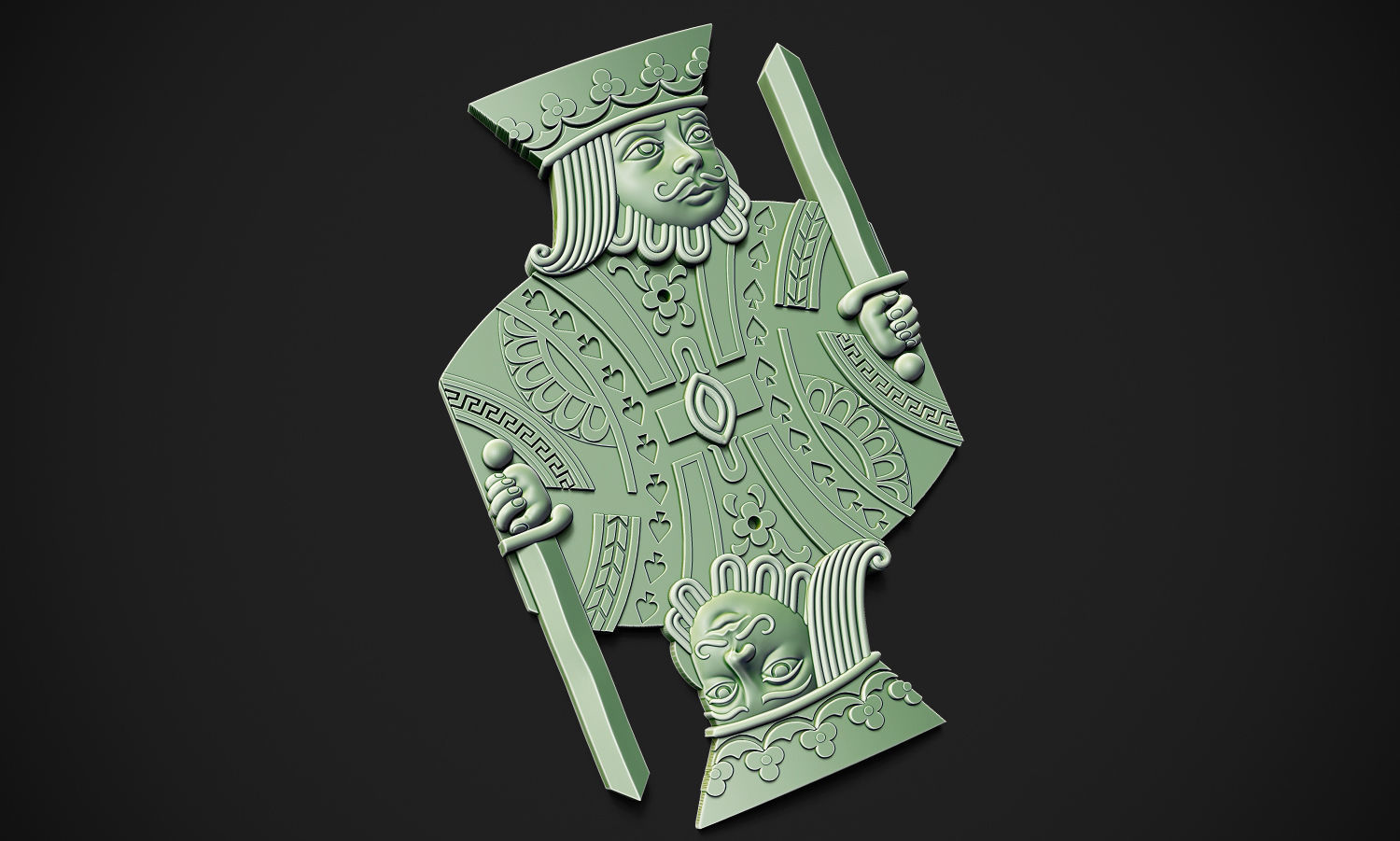 King of Spades Releif 3D print model_3