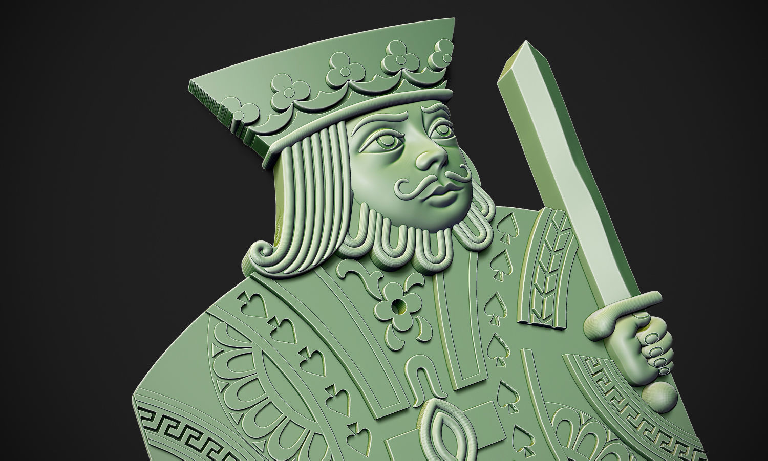 King of Spades Releif 3D print model_2