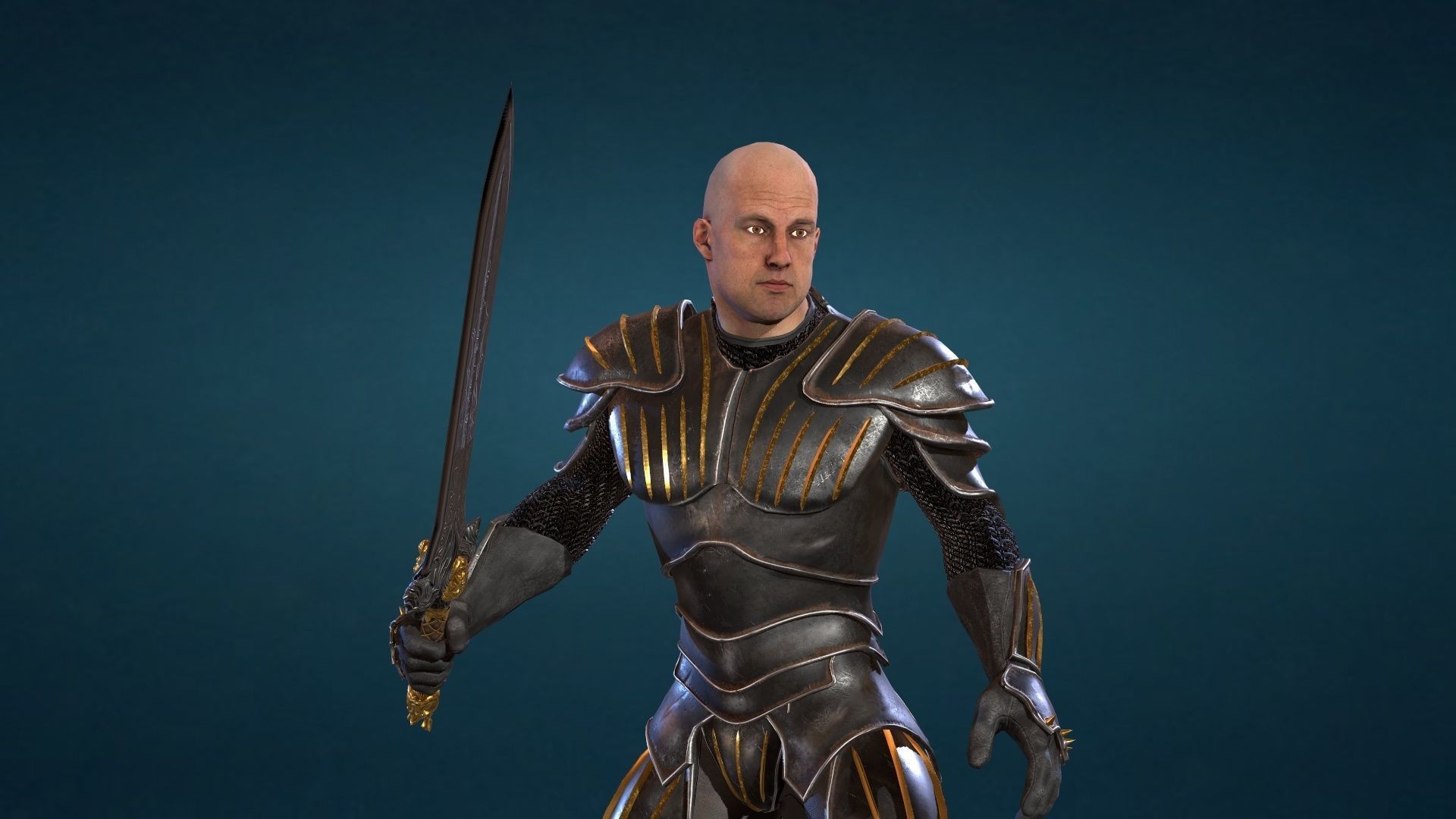 Knight star wars old republic character Low-poly 3D model_7