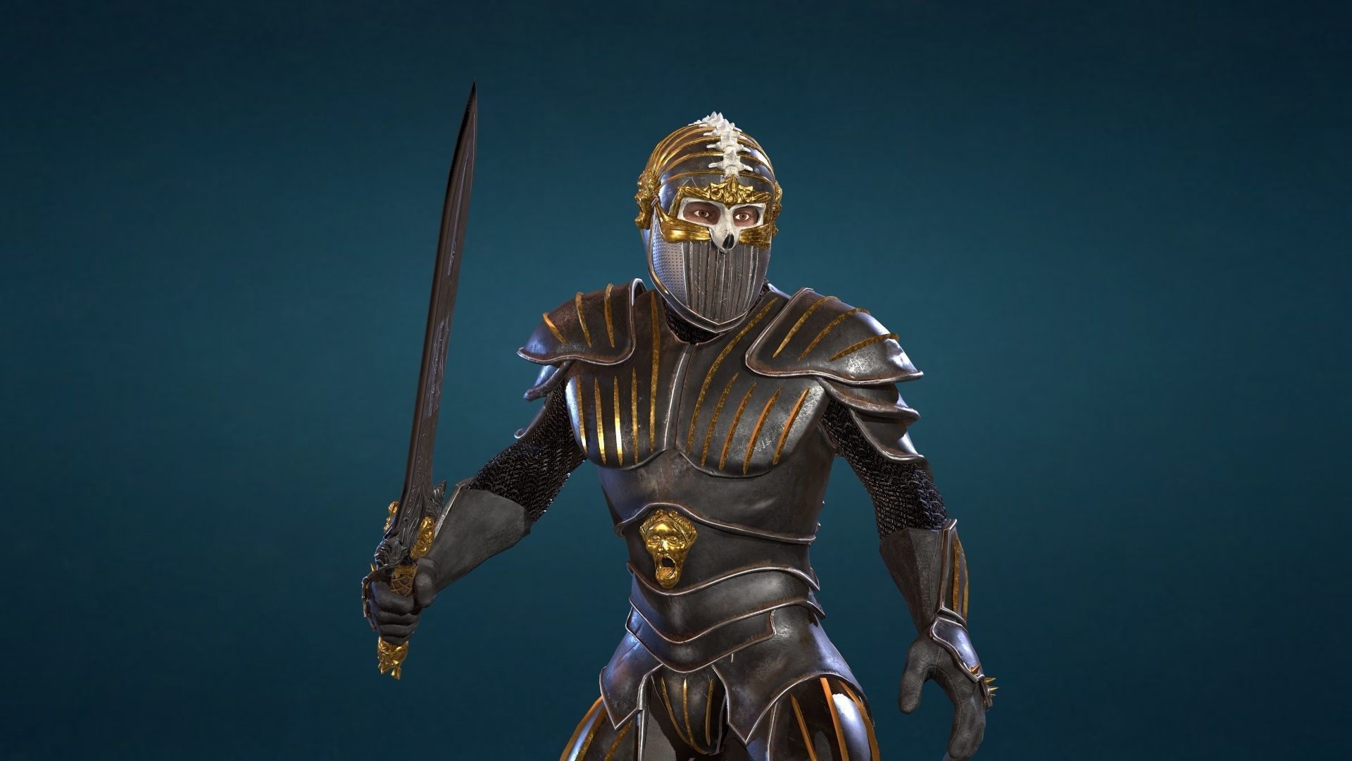 Knight star wars old republic character Low-poly 3D model_6