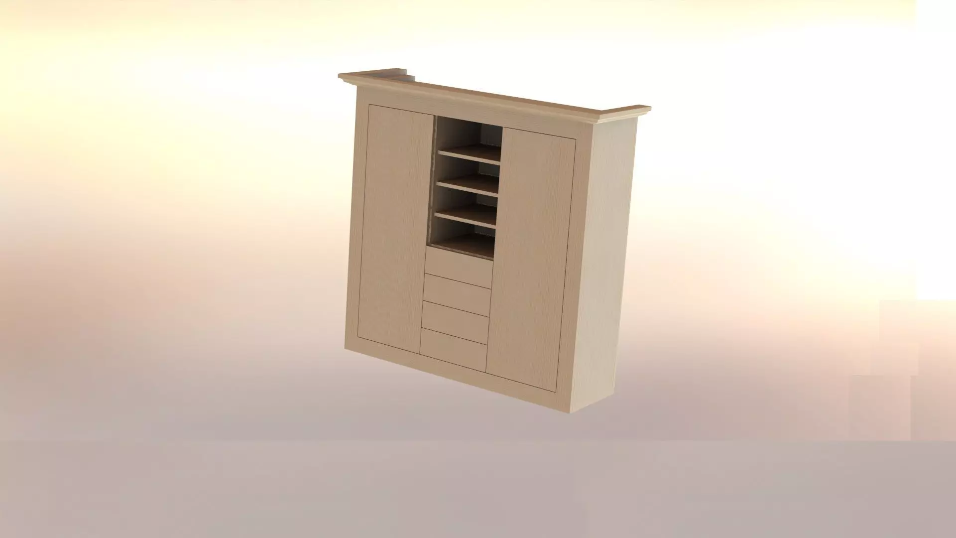 Solid wood cabinet 3D print model