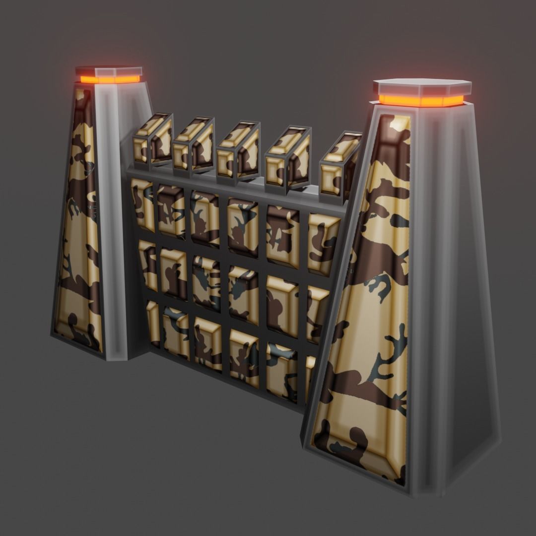 Armor wall pack modular Low-poly 3D model_5