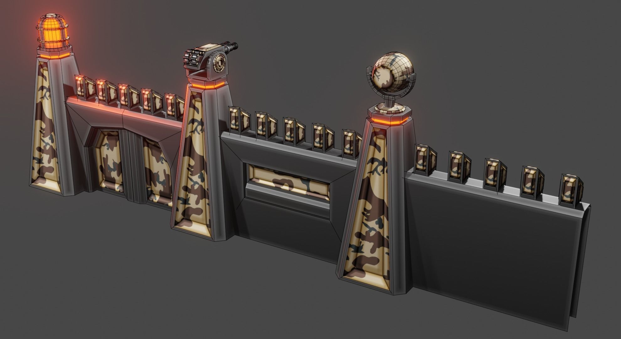 Armor wall pack modular Low-poly 3D model_20
