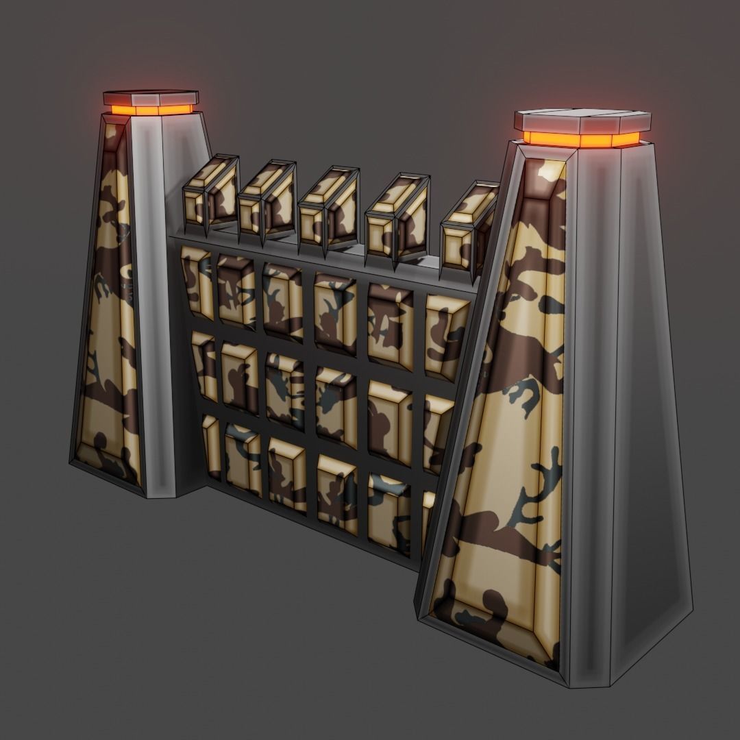 Armor wall pack modular Low-poly 3D model_6