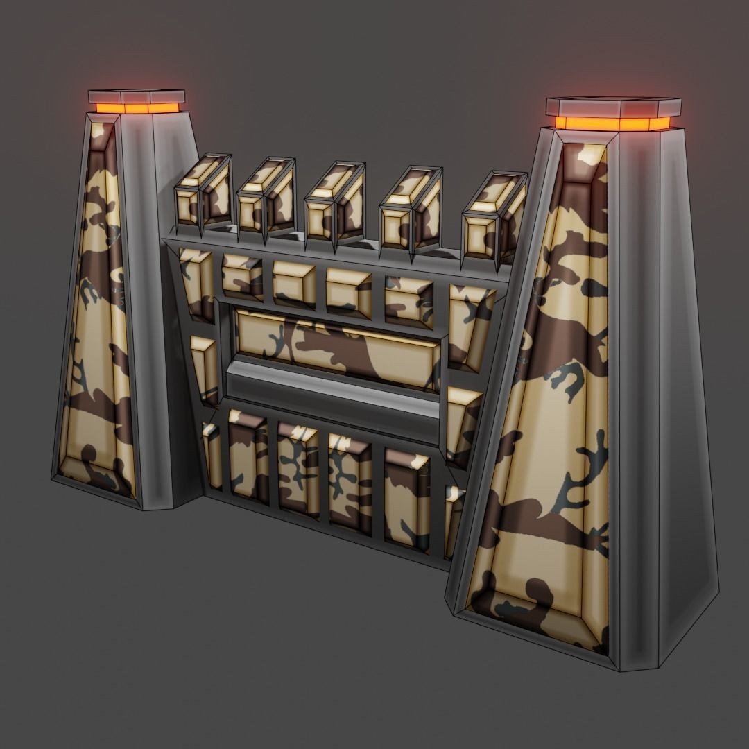 Armor wall pack modular Low-poly 3D model_8
