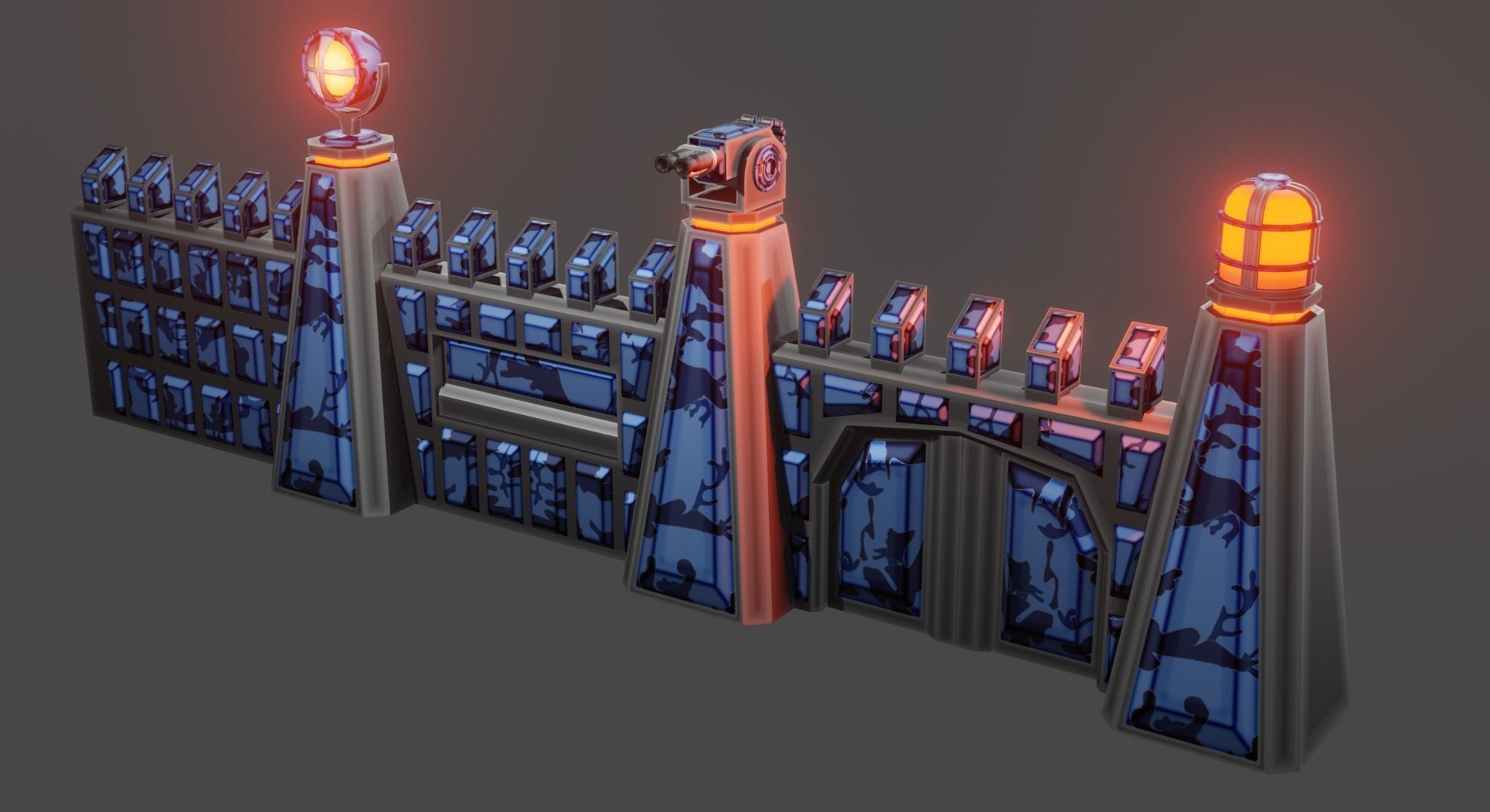 Armor wall pack modular Low-poly 3D model_21