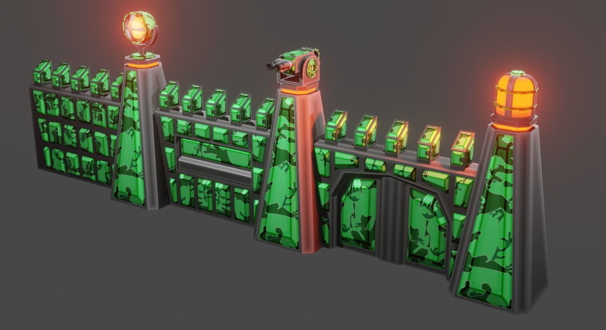 Armor wall pack modular Low-poly 3D model_23