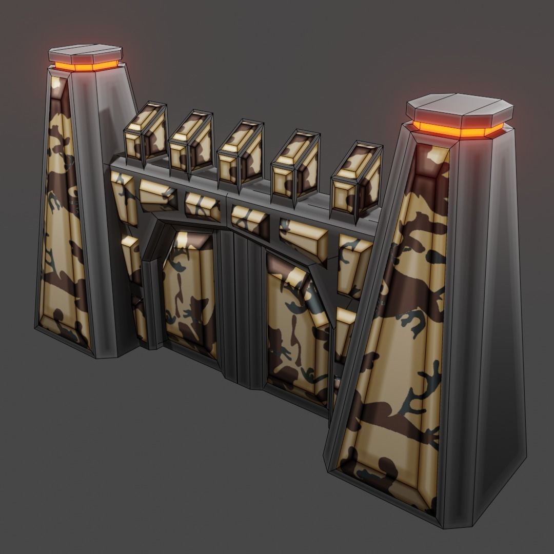 Armor wall pack modular Low-poly 3D model_10
