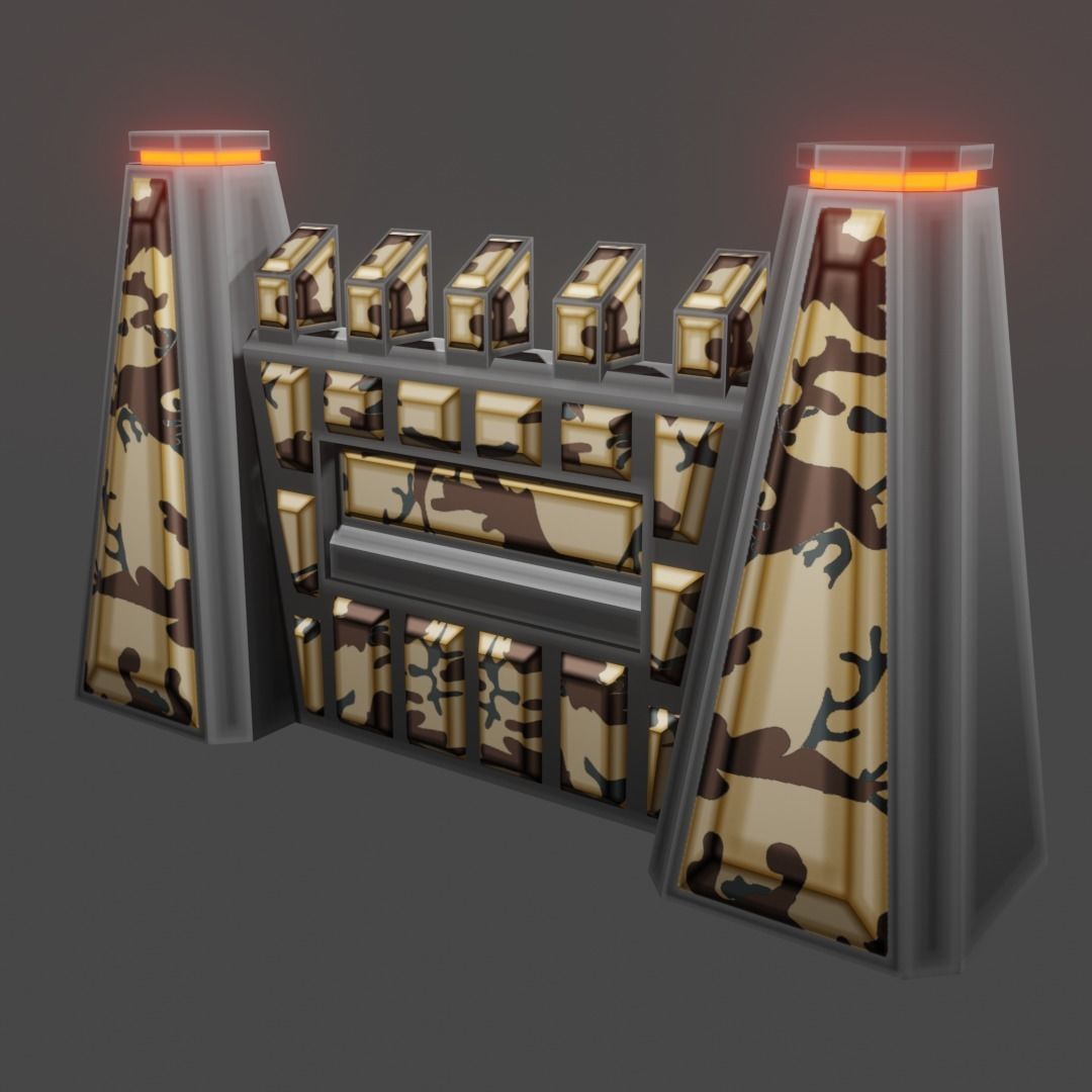 Armor wall pack modular Low-poly 3D model_7