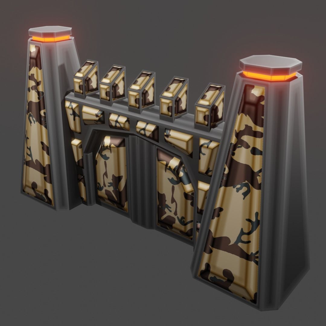 Armor wall pack modular Low-poly 3D model_9