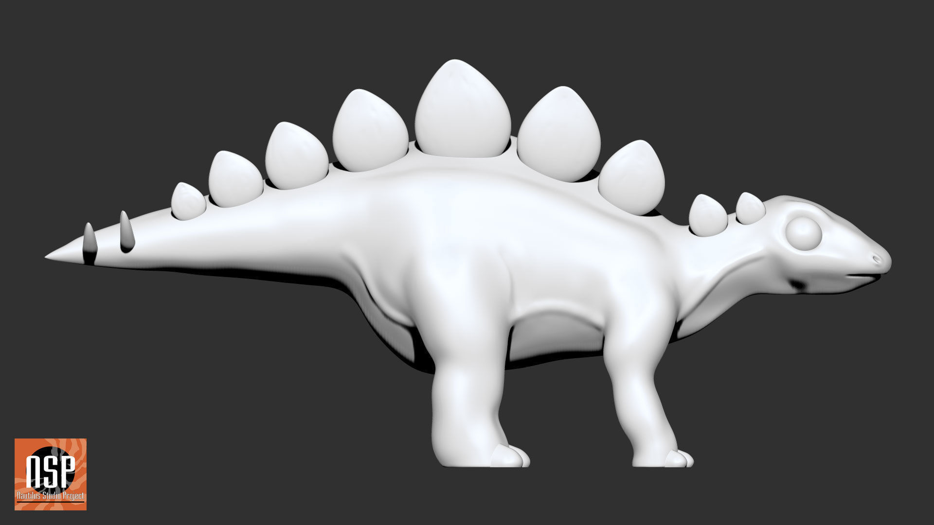 Stegosaurus Cartoon Dinosaur 3D print model_5