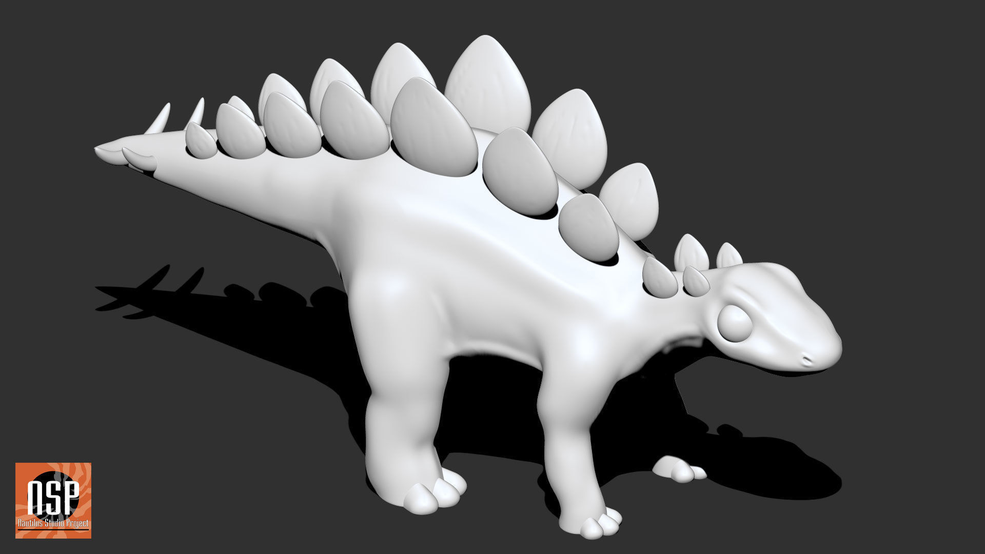 Stegosaurus Cartoon Dinosaur 3D print model_1