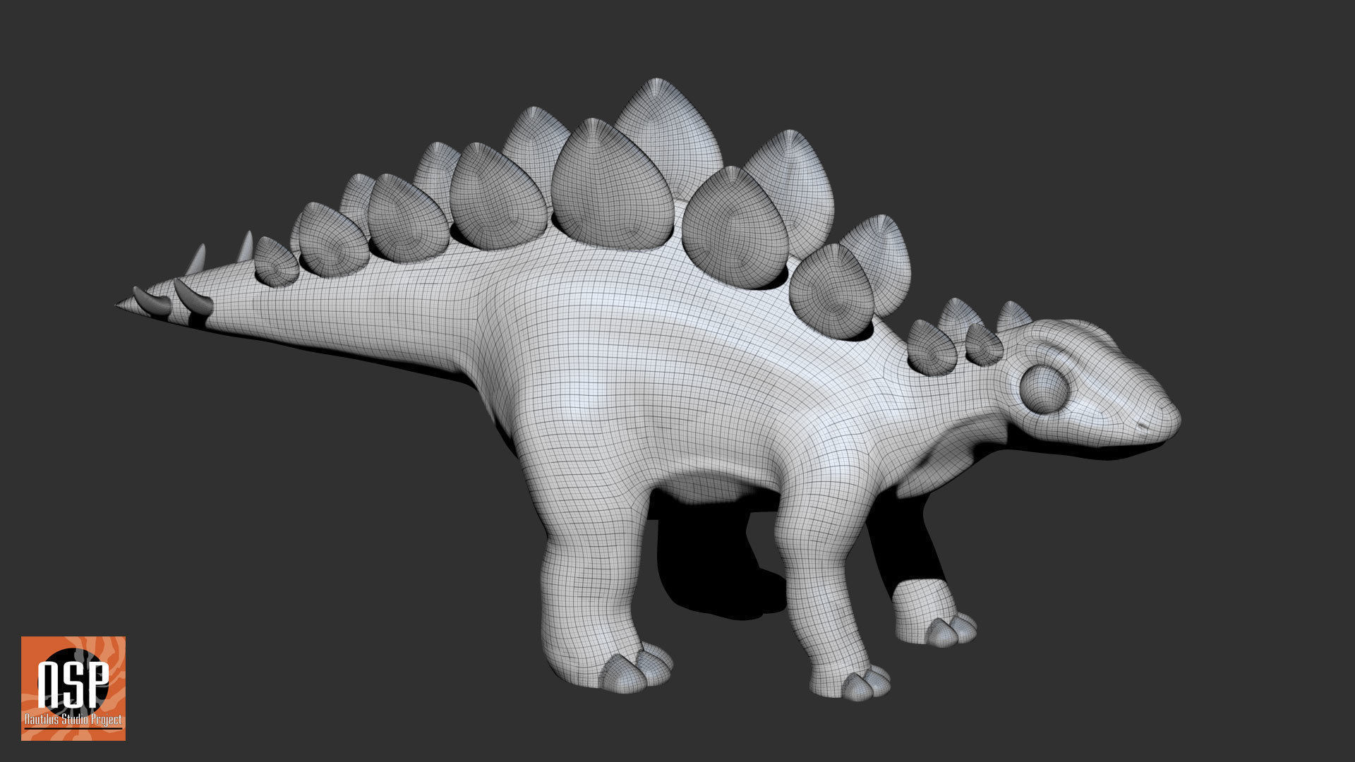 Stegosaurus Cartoon Dinosaur 3D print model_8