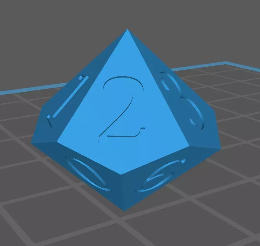 Dice 10 faces Free low-poly 3D model_0