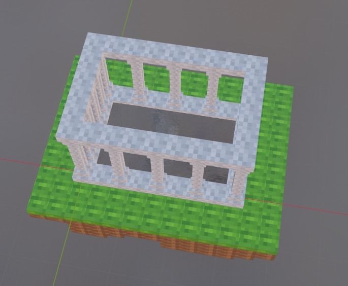 simple Minecraft structure 3D model_3