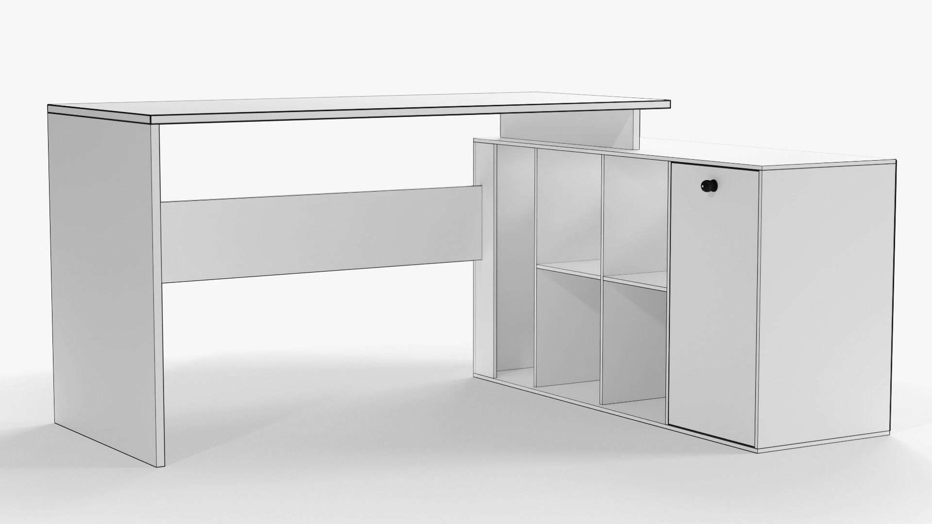 Realistic L Desk Free low-poly 3D model_6