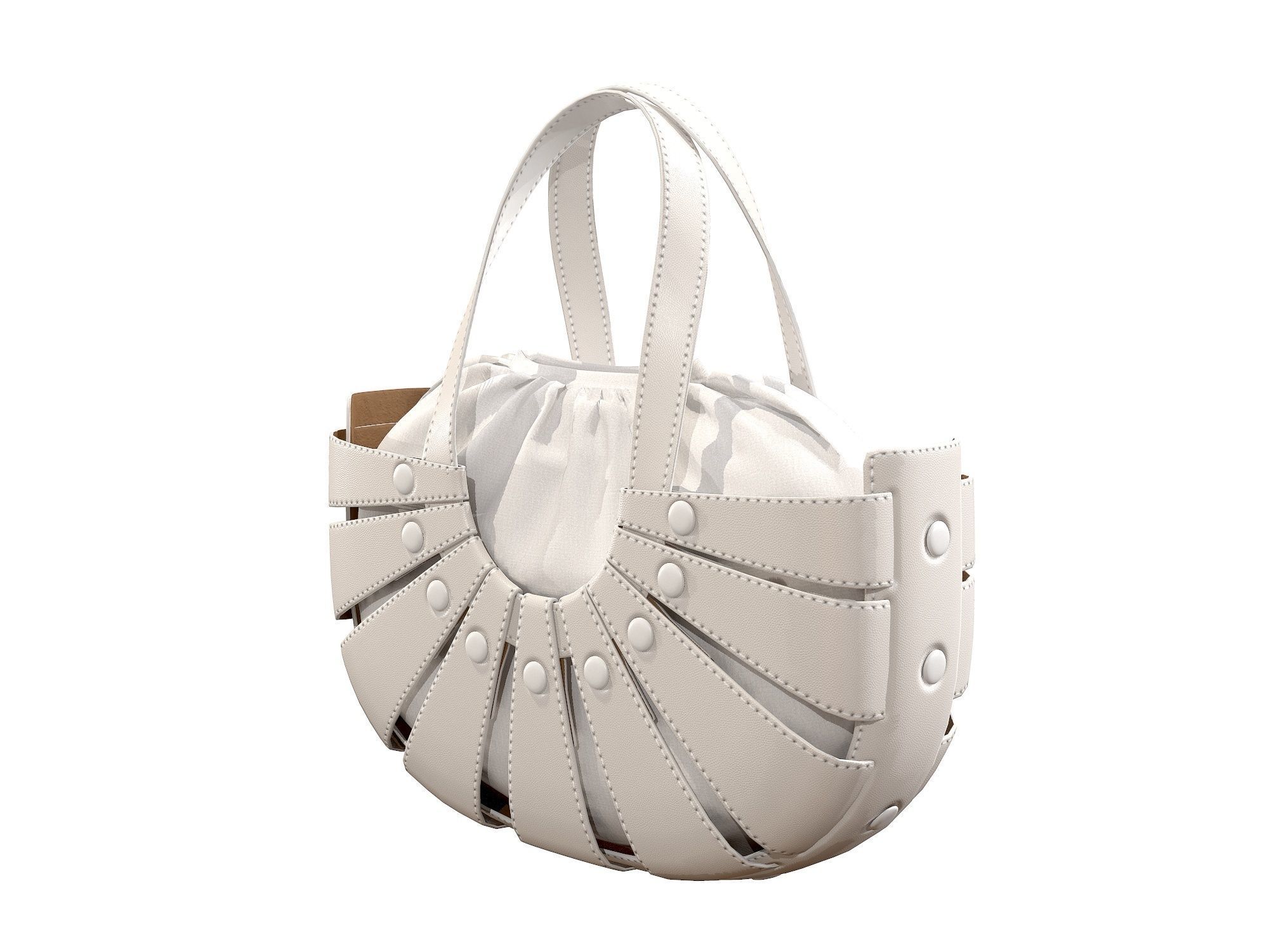 Bottega Veneta Shell Tote Bag 3 colors Low-poly 3D model_5