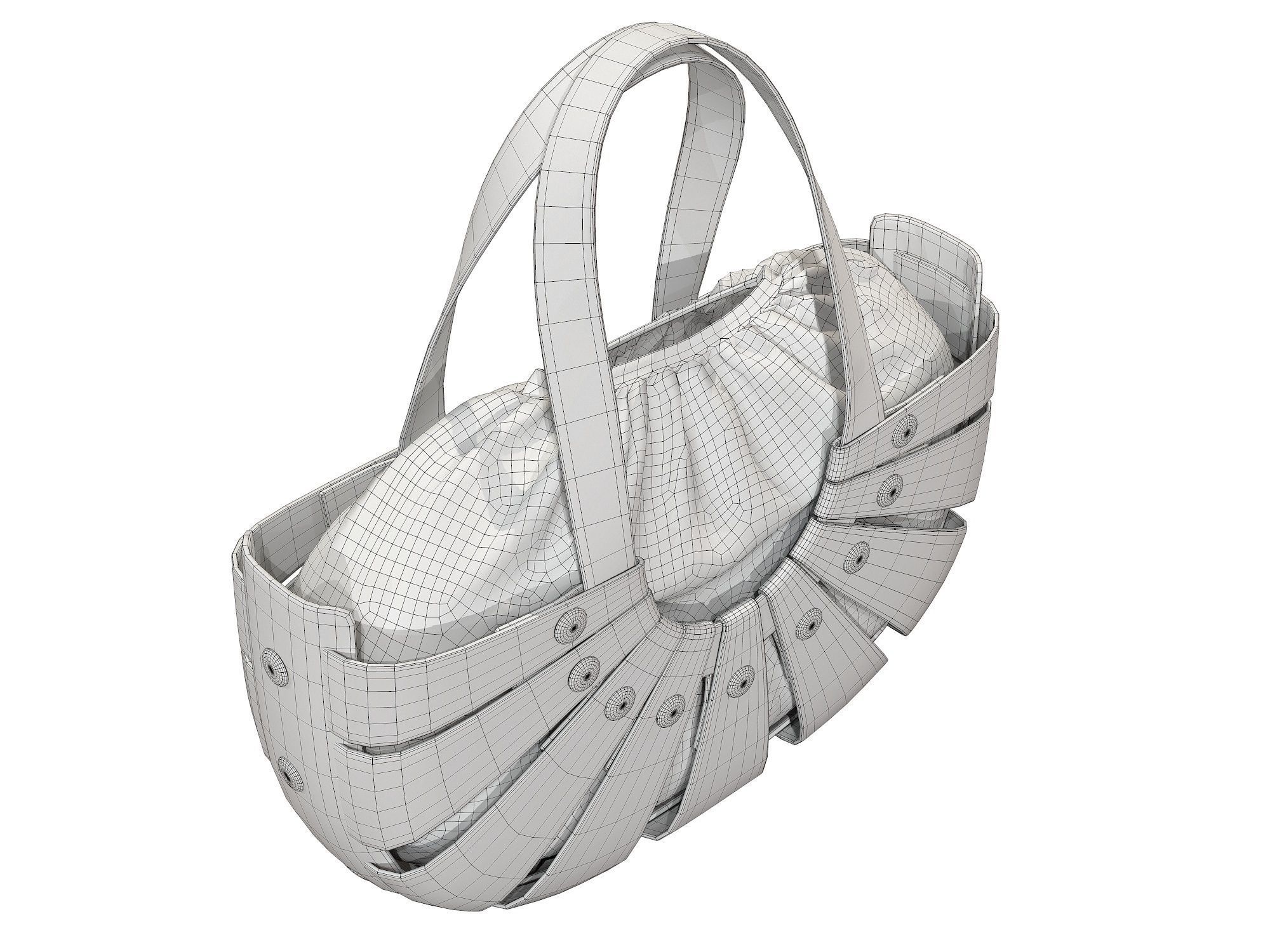 Bottega Veneta Shell Tote Bag 3 colors Low-poly 3D model_18