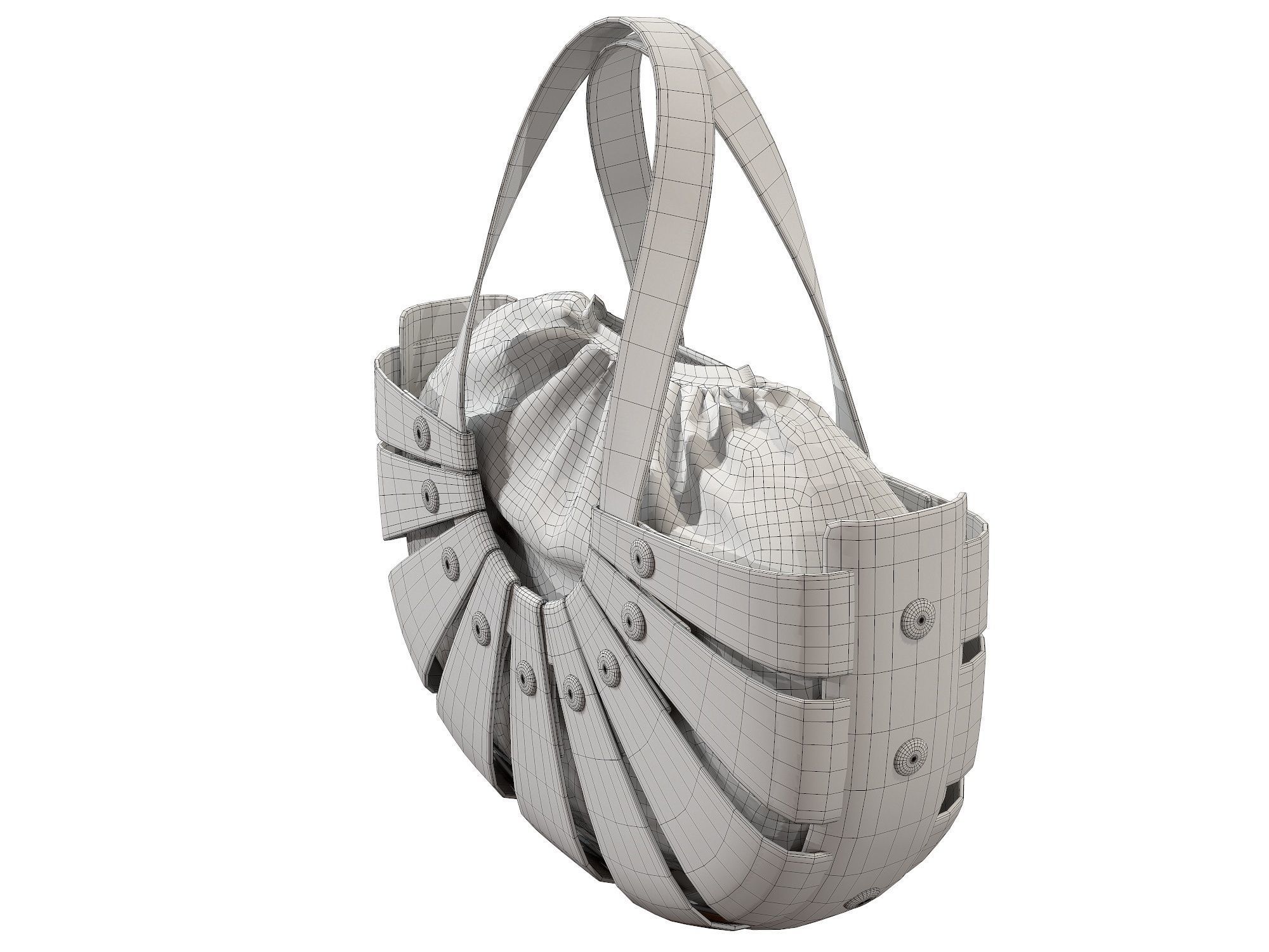 Bottega Veneta Shell Tote Bag 3 colors Low-poly 3D model_19