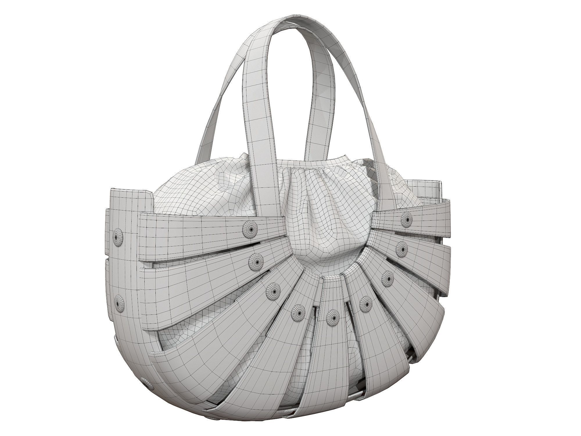 Bottega Veneta Shell Tote Bag 3 colors Low-poly 3D model_17