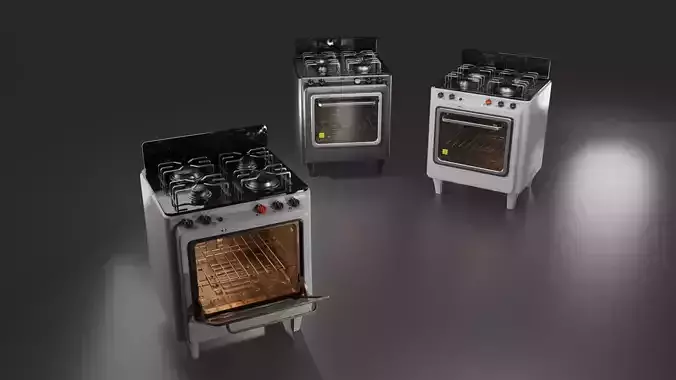 Stove with four burners