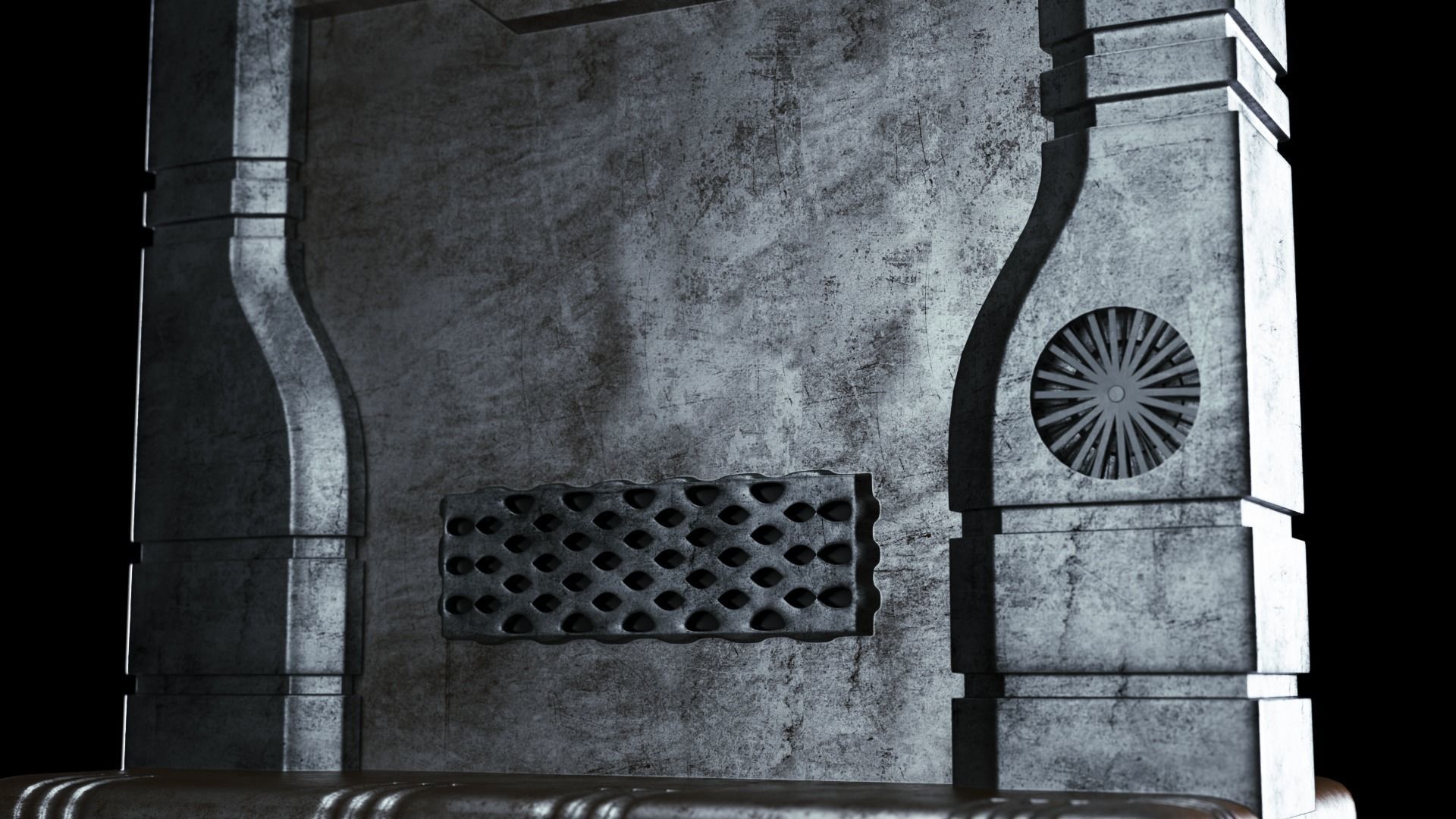 Sci-fi Space Colony Door 3D model 3D model_3