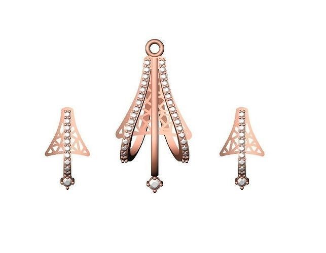 072 - Delicate Jali Pendant Set for Girls 3D print model