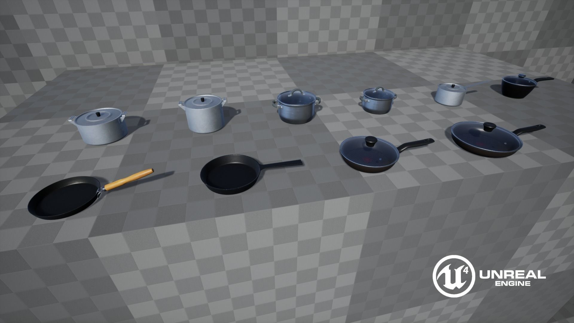 Kitchen Pots and Pans Low-poly 3D model_17