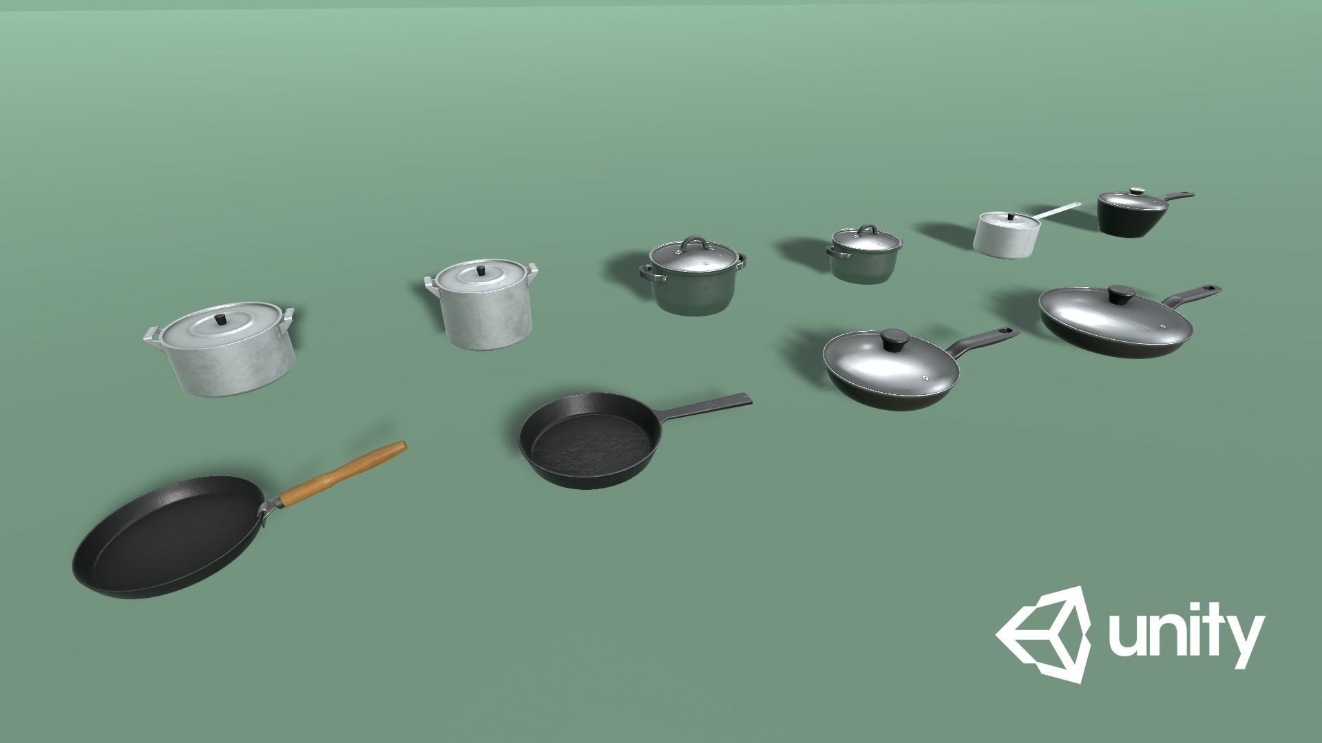 Kitchen Pots and Pans Low-poly 3D model_16