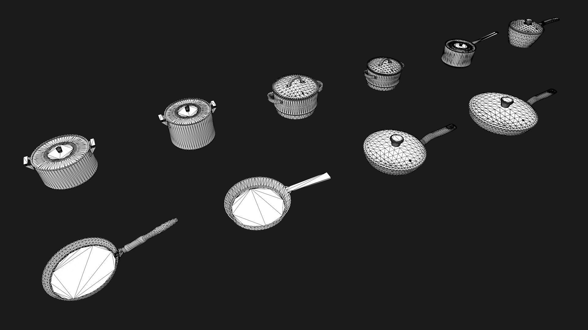 Kitchen Pots and Pans Low-poly 3D model_14