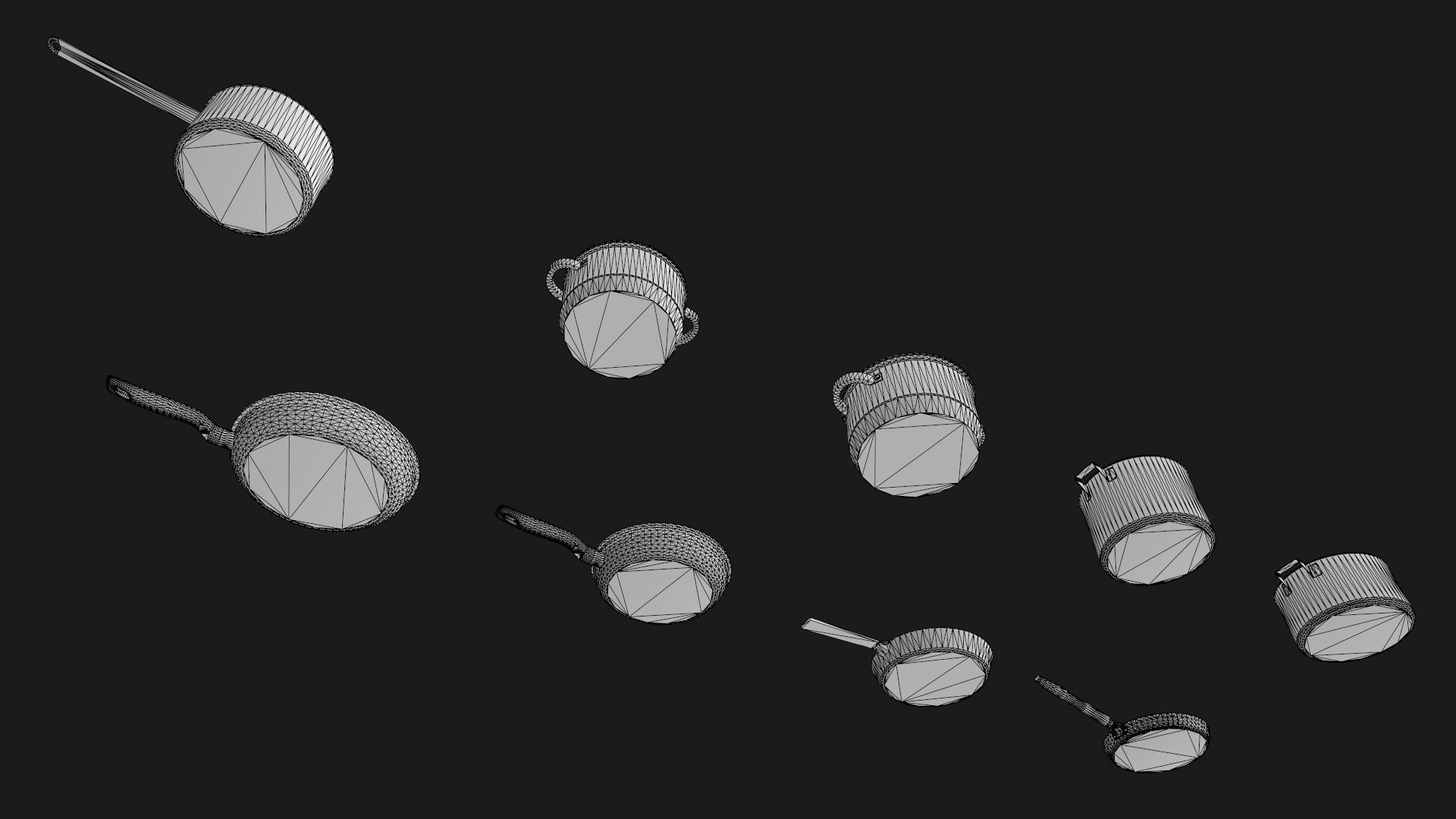 Kitchen Pots and Pans Low-poly 3D model_15