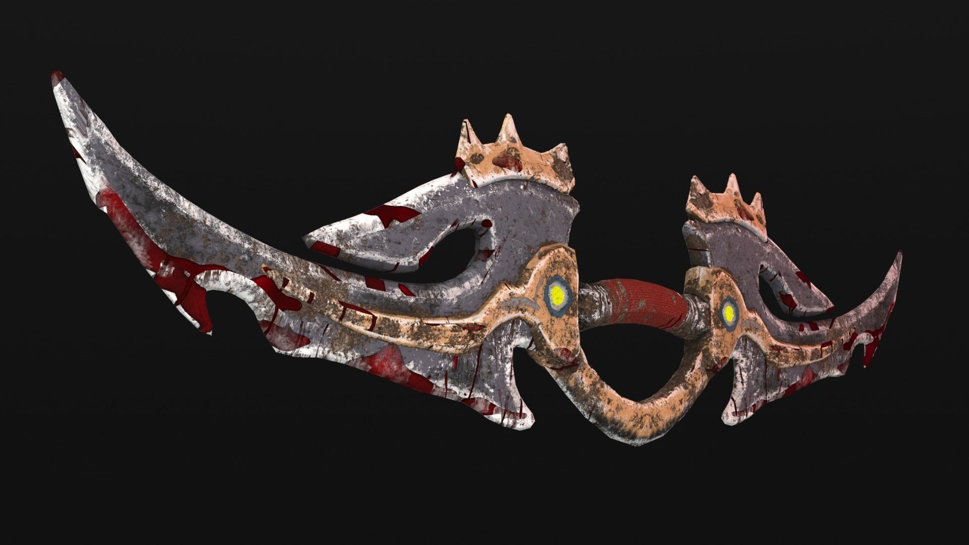 Double Bladed Sword Low-poly 3D model_2